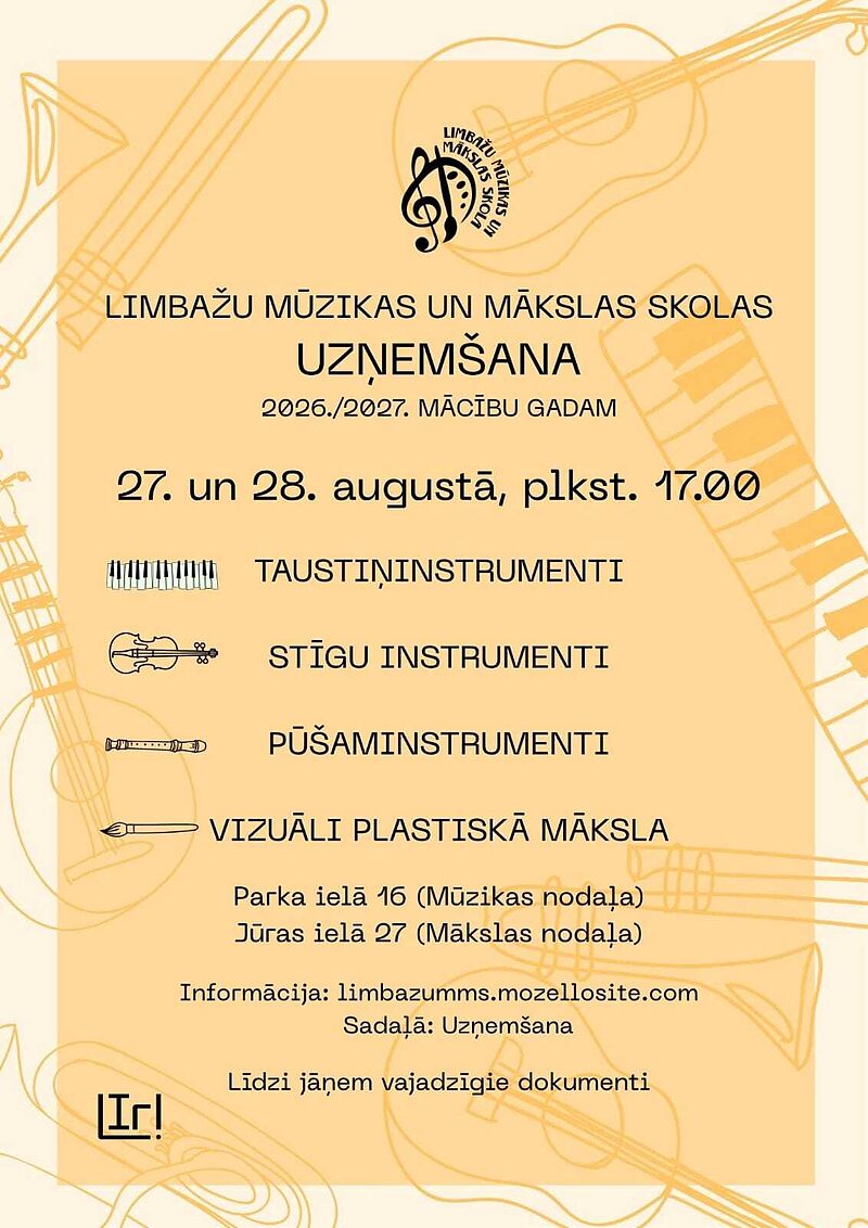 Jauno audzēkņu uzņemšana 2026./2027.m.g.
